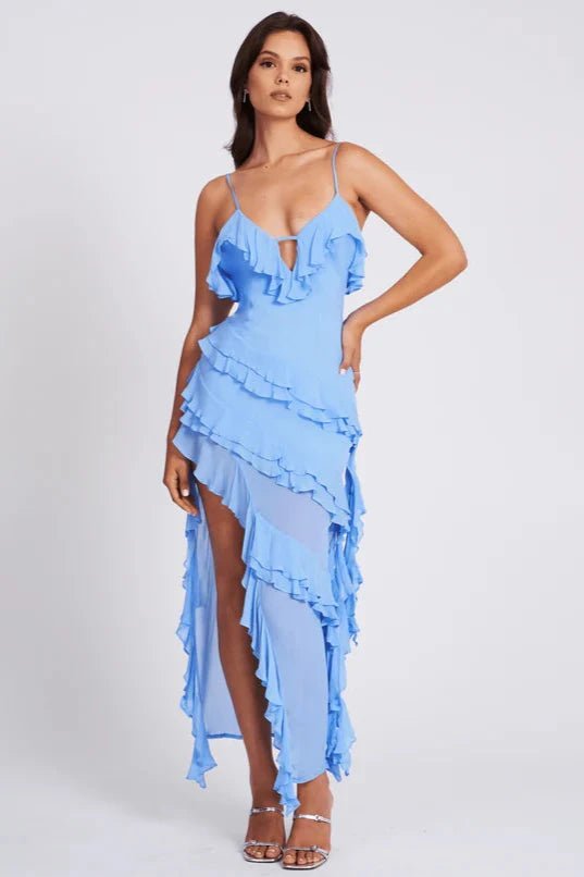 Aiah | Women’s Ruffled Asymmetrical Spaghetti Strap Dress