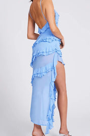 Aiah | Women’s Ruffled Asymmetrical Spaghetti Strap Dress