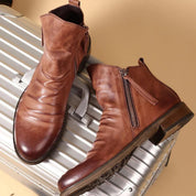 Calvani Patri | Men's Ankle Boots - Side Zip with Low Heel