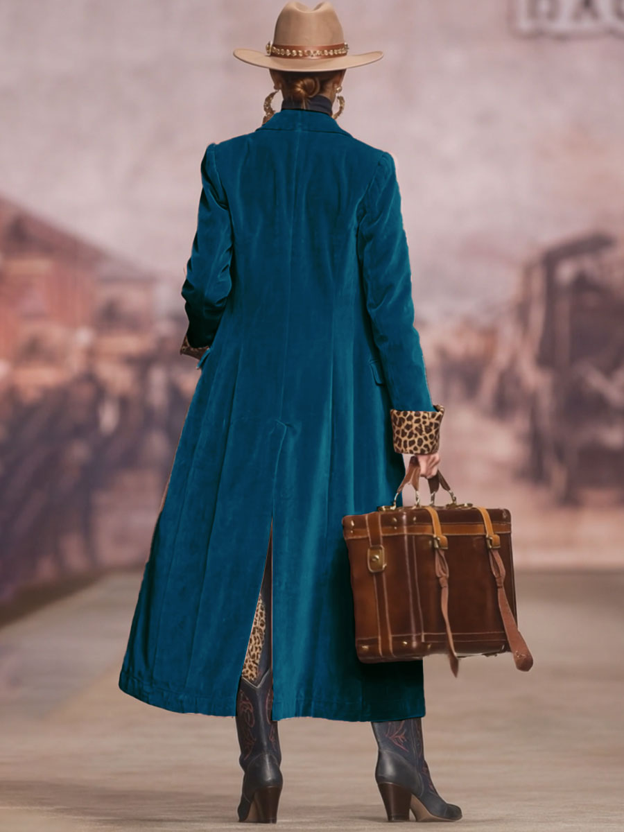 Leovara | Velvet Leopard Panel Coat