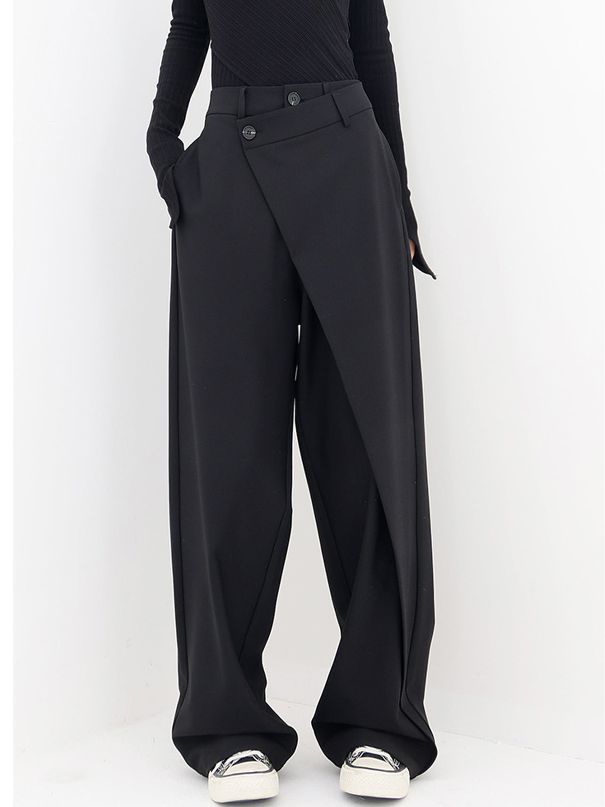 Vireza | Women’s Asymmetrical Button Wide Leg Dress Pants
