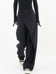 Vireza | Women’s Asymmetrical Button Wide Leg Dress Pants