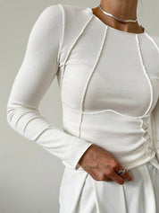 Zalithra | Women’s Ribbed Piping Long Sleeve Top
