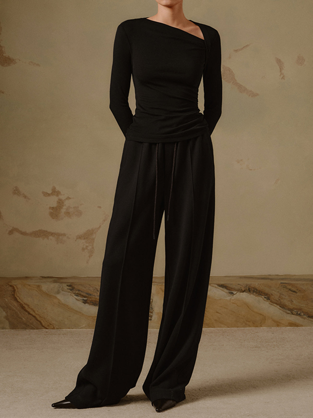 Nyvara | Women’s Ribbed Asymmetrical Long Sleeve top