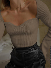 Elowen | Women’s Sweetheart Knit Long Sleeve Top