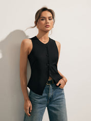 Kaelis | Women’s Linen Blend Button Up Tank Top