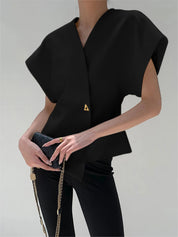 Vaelisse | Women’s V-Neck Button Down Blouse