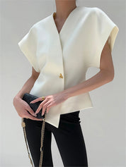 Vaelisse | Women’s V-Neck Button Down Blouse