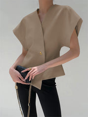 Vaelisse | Women’s V-Neck Button Down Blouse