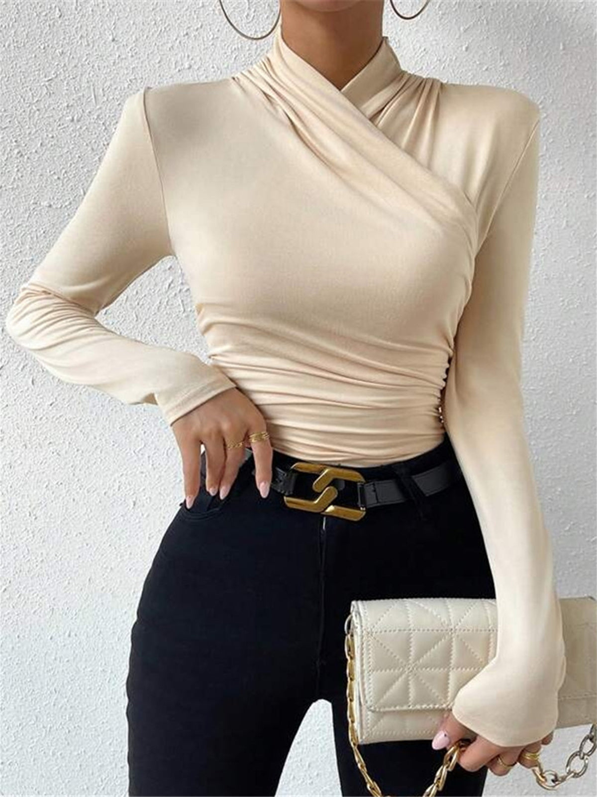 Aveline | Cross-Over Pleated Cinch Top