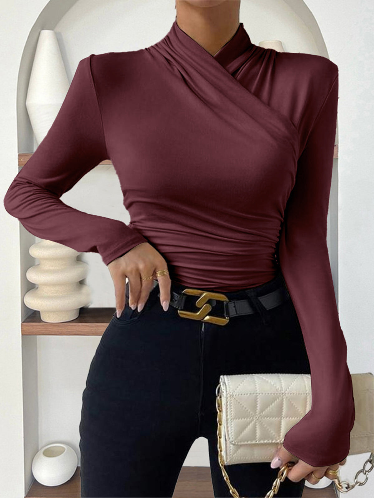 Aveline | Cross-Over Pleated Cinch Top