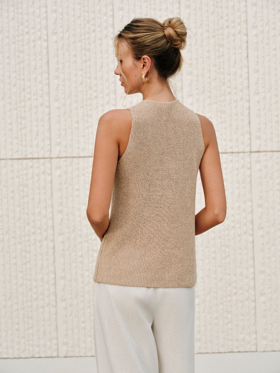 Xandria | Women’s Halter Cross-Over Collar Tank Top