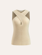 Xandria | Women’s Halter Cross-Over Collar Tank Top