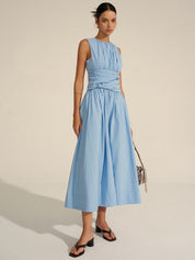 Ruched Waist | Women’s Crew Neck Maxi Dress