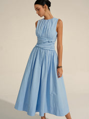 Ruched Waist | Women’s Crew Neck Maxi Dress