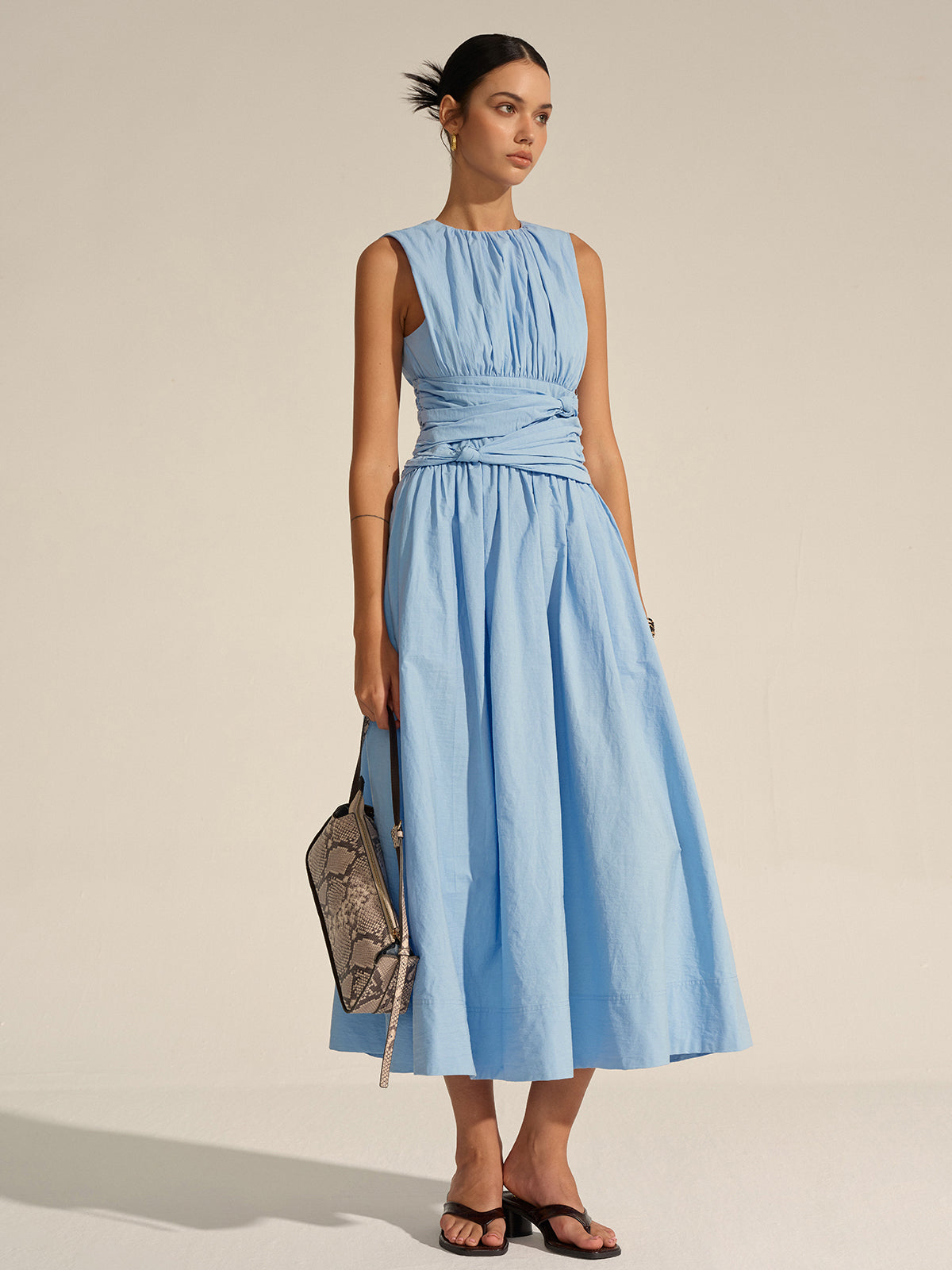 Ruched Waist | Women’s Crew Neck Maxi Dress