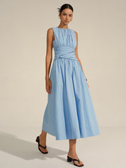 Ruched Waist | Women’s Crew Neck Maxi Dress
