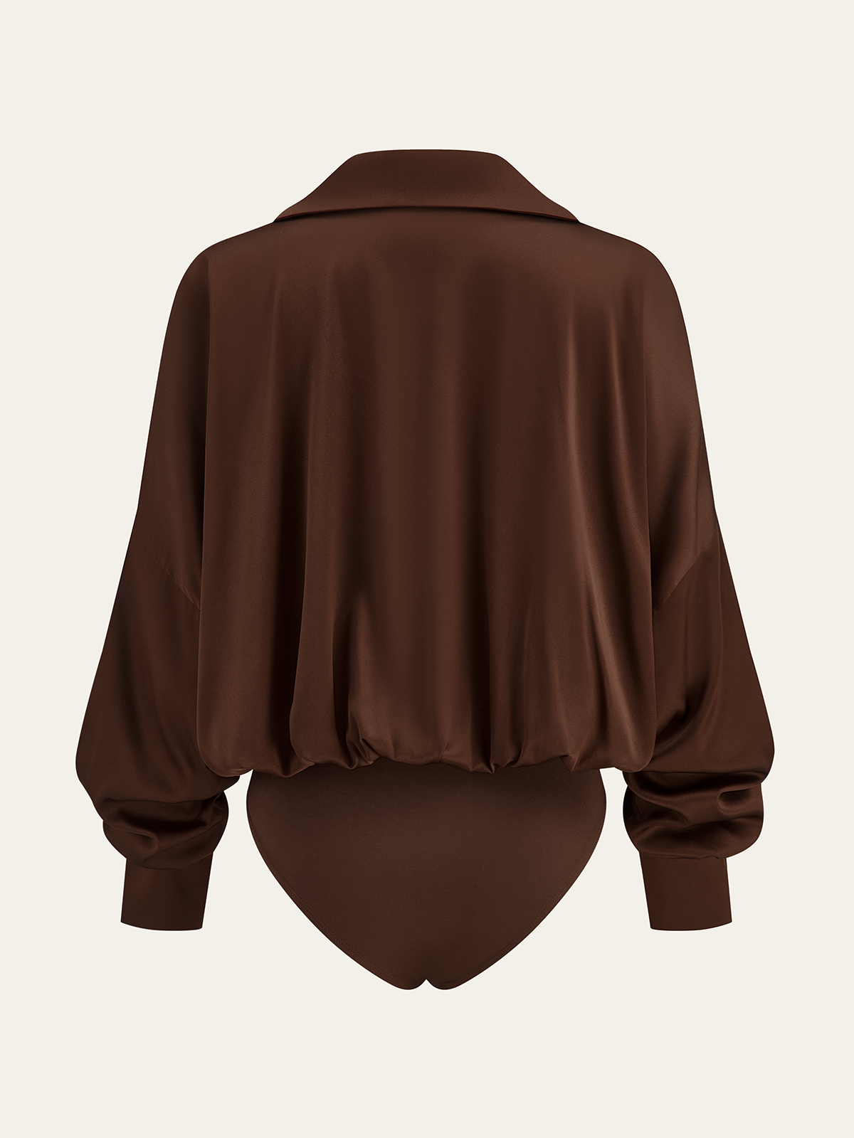 Satin | Women’s Long Sleeve Satin Bodysuit with Collar