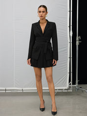 Valmera | Women’s Belted Cinched Waist Blazer dress