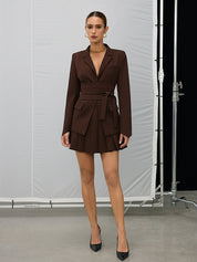 Valmera | Women’s Belted Cinched Waist Blazer dress