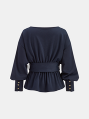 Kyvona | Women’s Belted Long Sleeve Sweatshirt Top