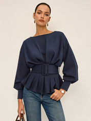 Kyvona | Women’s Belted Long Sleeve Sweatshirt Top