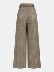 Belted Plaid | Women’s Belted Plaid Wide Leg Pants