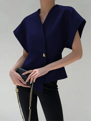 Vaelisse | Women’s V-Neck Button Down Blouse