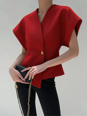 Vaelisse | Women’s V-Neck Button Down Blouse
