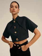 Zarevia | Women’s Metal Detail Cropped Blouse