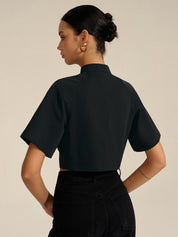 Zarevia | Women’s Metal Detail Cropped Blouse