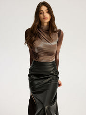 Gradient Print | Women’s Mesh Ruched Bodysuit