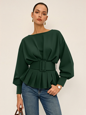 Kyvona | Women’s Belted Long Sleeve Sweatshirt Top