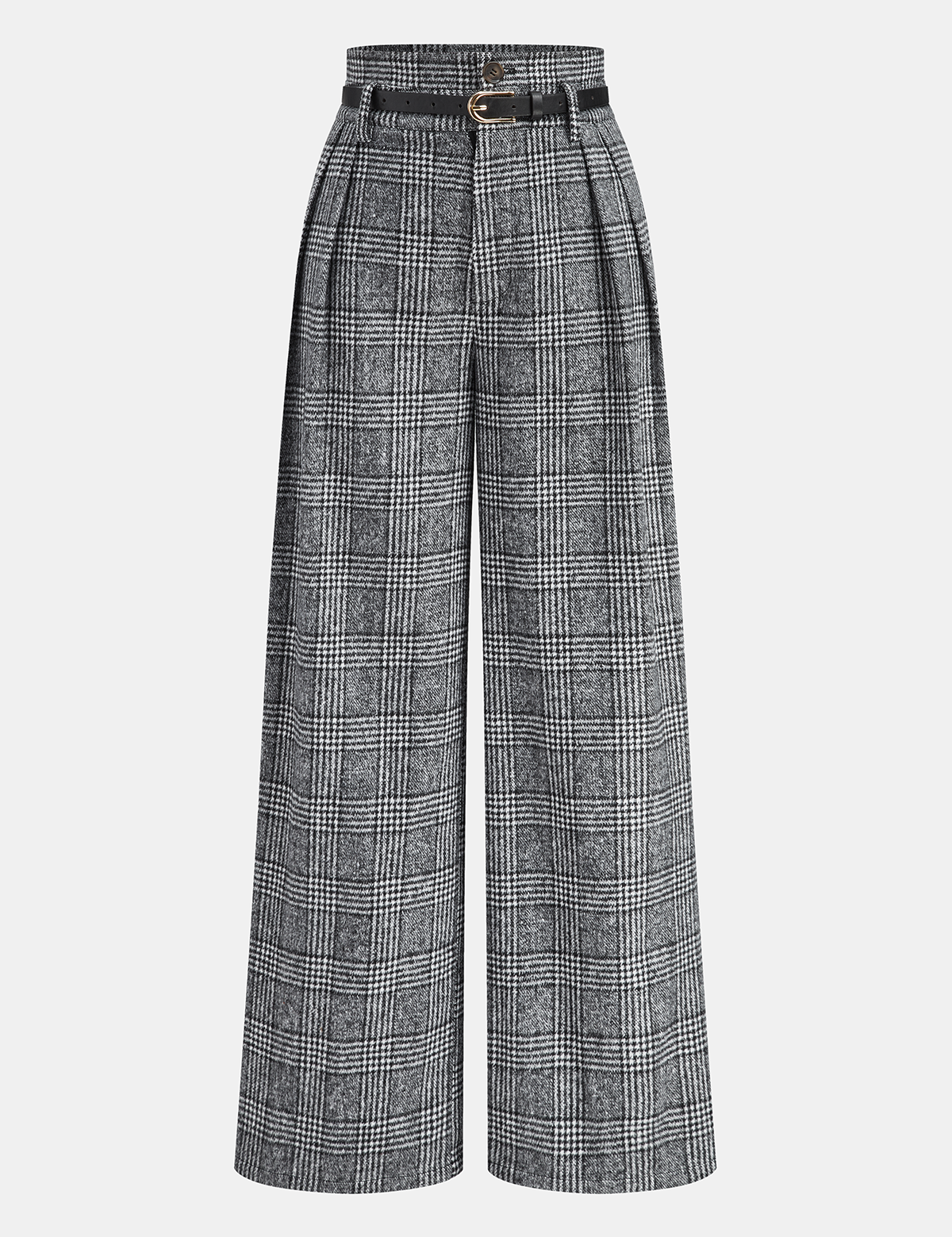 Belted Plaid | Women’s Belted Plaid Wide Leg Pants