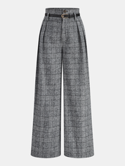 Belted Plaid | Women’s Belted Plaid Wide Leg Pants