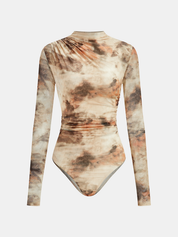 Gradient Print | Women’s Mesh Ruched Bodysuit