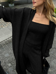 Zavelle | Women’s Three-Piece Knit Bustier Cardigan Pants Set