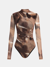 Gradient Print | Women’s Mesh Ruched Bodysuit