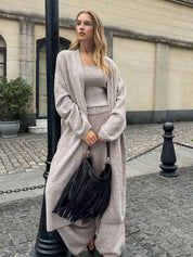 Zavelle | Women’s Three-Piece Knit Bustier Cardigan Pants Set