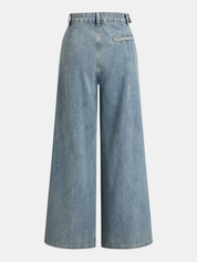 Zanira | Women’s Asymmetrical Ruched Wide Leg Denim Pants