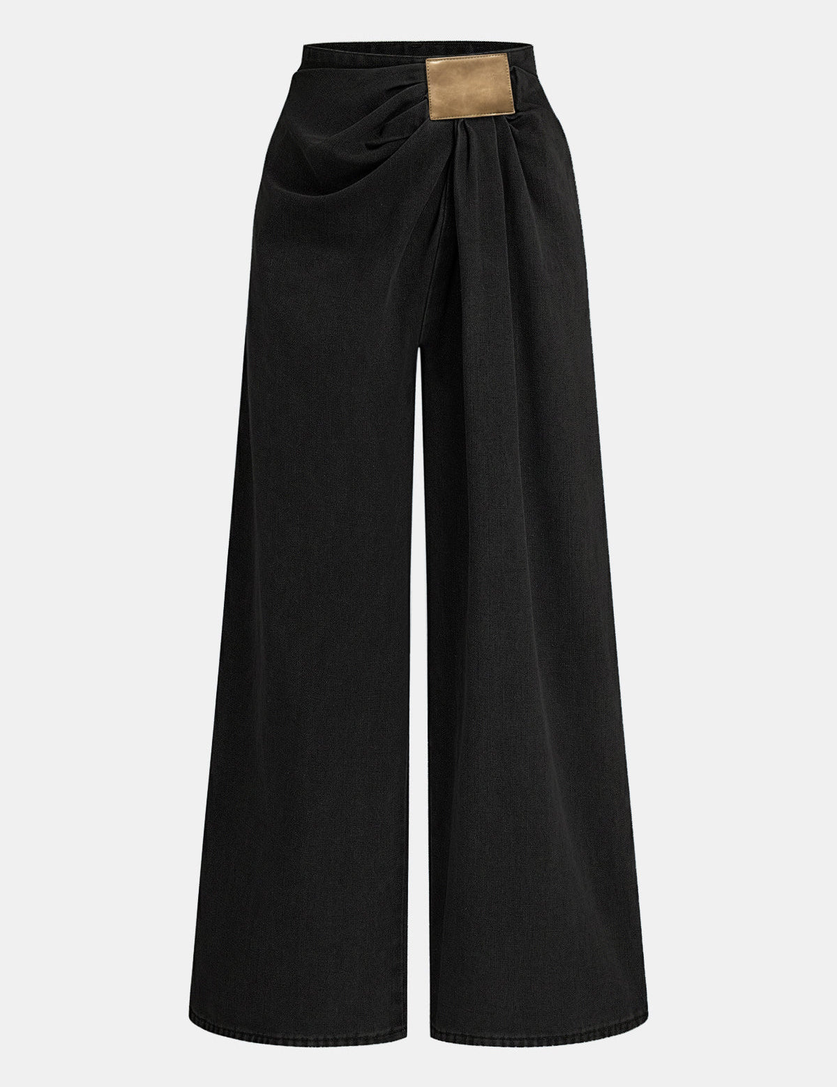 Zanira | Women’s Asymmetrical Ruched Wide Leg Denim Pants