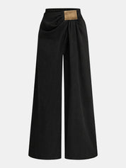 Zanira | Women’s Asymmetrical Ruched Wide Leg Denim Pants