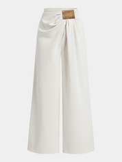 Zanira | Women’s Asymmetrical Ruched Wide Leg Denim Pants