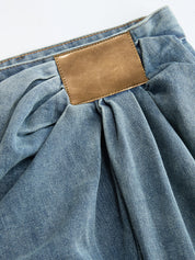 Zanira | Women’s Asymmetrical Ruched Wide Leg Denim Pants