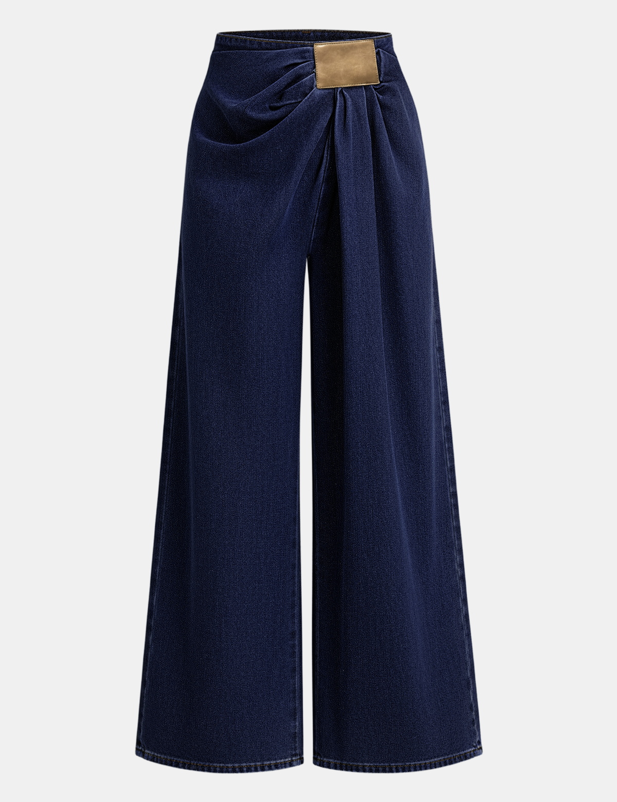 Zanira | Women’s Asymmetrical Ruched Wide Leg Denim Pants