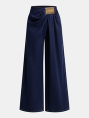 Zanira | Women’s Asymmetrical Ruched Wide Leg Denim Pants