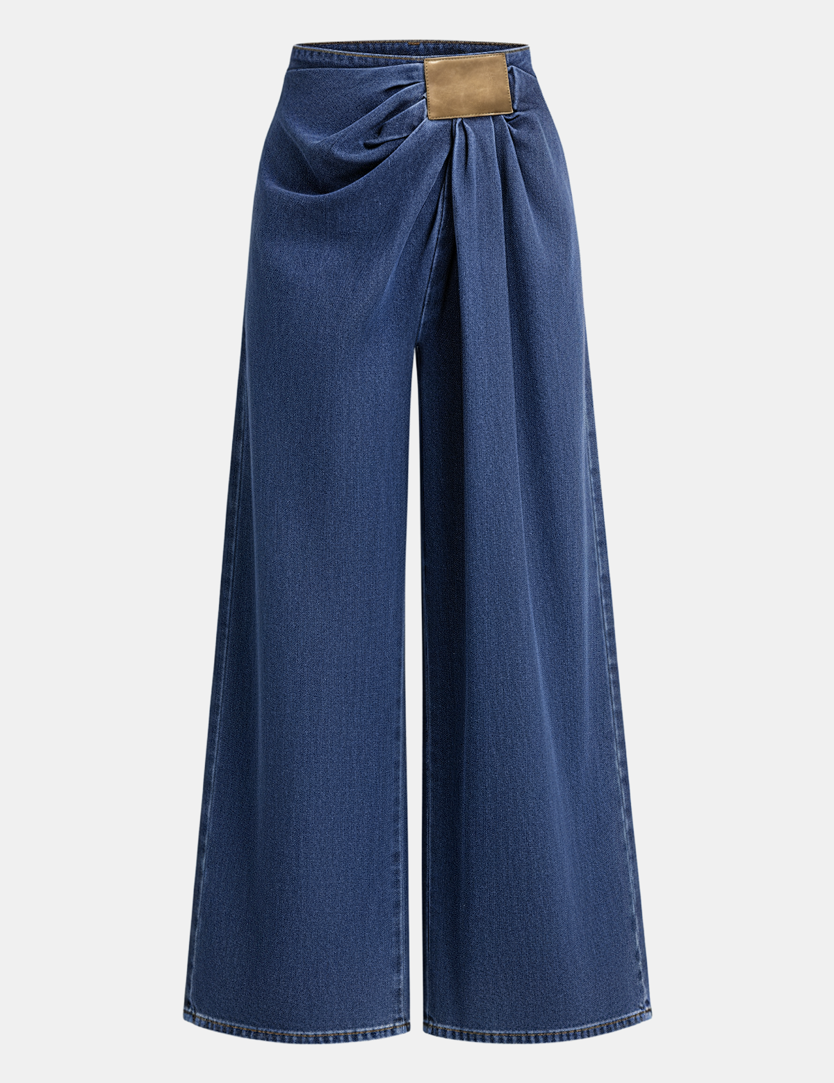 Zanira | Women’s Asymmetrical Ruched Wide Leg Denim Pants