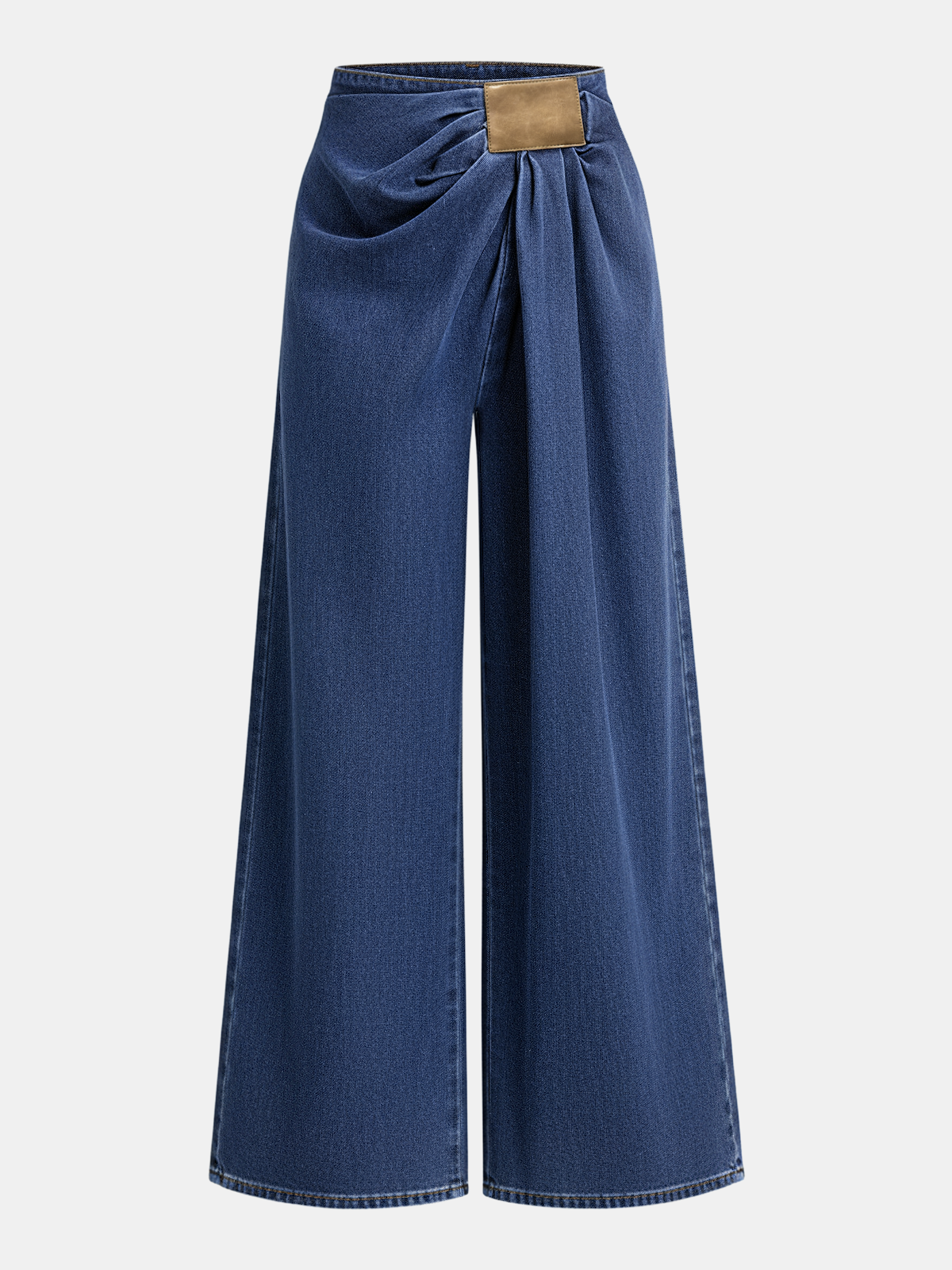Zanira | Women’s Asymmetrical Ruched Wide Leg Denim Pants