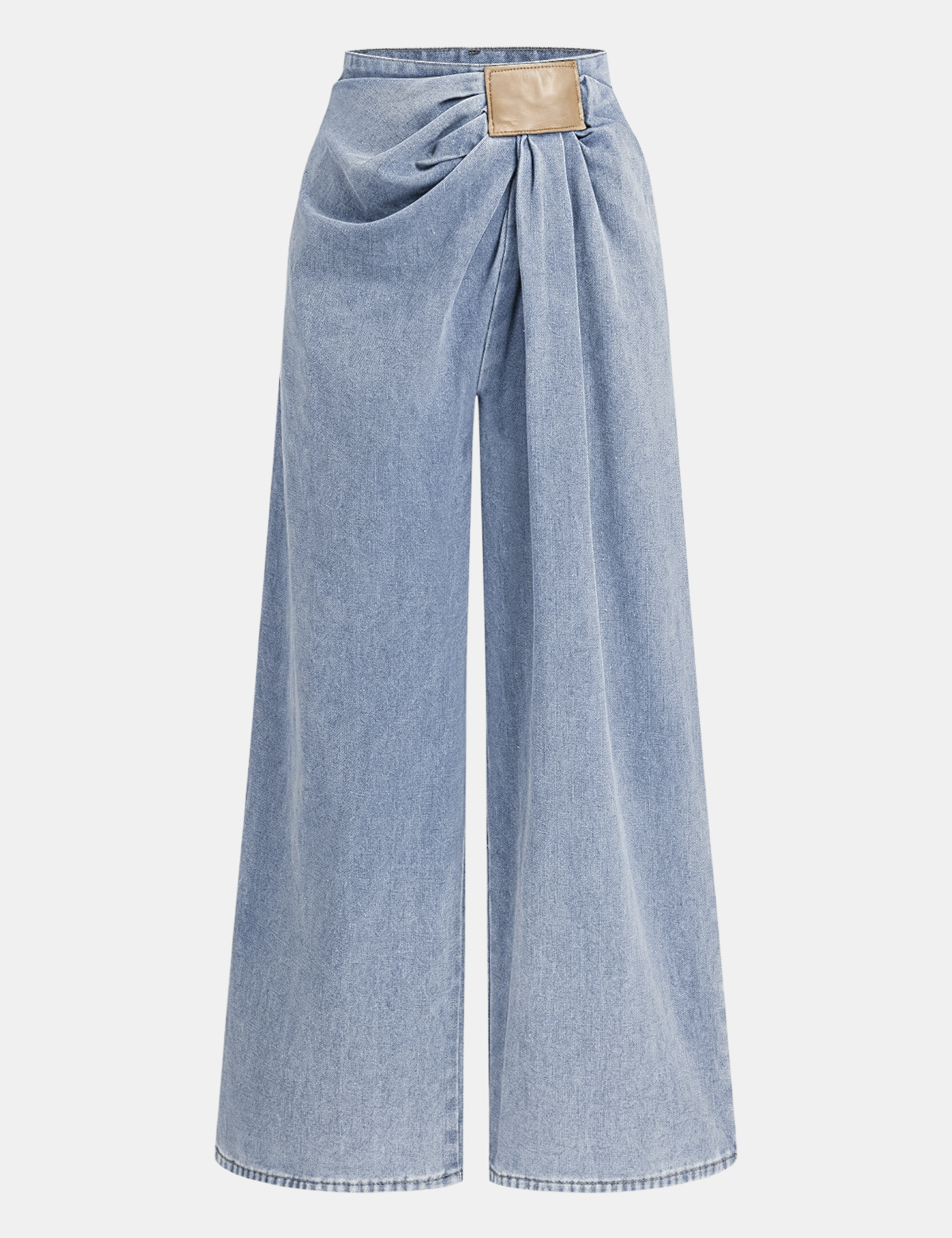 Zanira | Women’s Asymmetrical Ruched Wide Leg Denim Pants