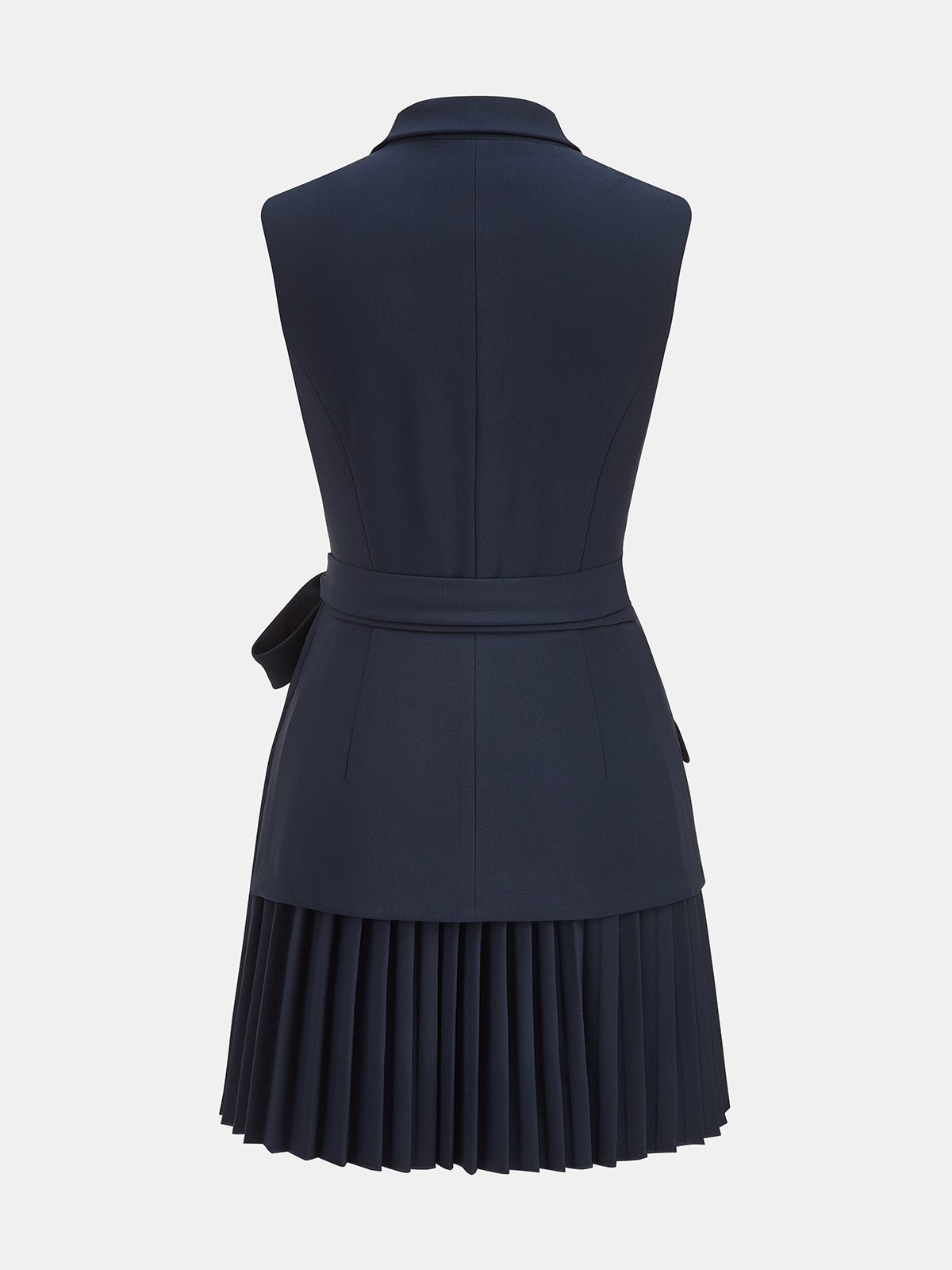 Velora | Women’s Belted Pleated Sleeveless Blazer Dress